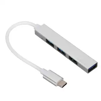 Концентратор USBType C 4 в 1 Type C к USB 2.0 USB 3.0 Мини Портативная Серебристая Док-Станция для Настольного Ноутбука