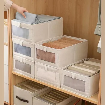 Коробка для хранения одежды искусство ткани для спальни большая аккуратная коробка шкаф складной ящик для хранения нижнего белья и брюк артефакт для хранения