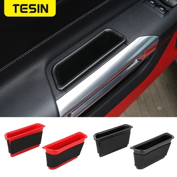 Коробка для хранения Органайзера для дверных ручек автомобиля TESIN ABS для Ford Mustang 2015 2016 2017 2018 2019 2020 2021 2022 Аксессуары для интерьера