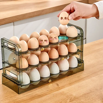 Коробка для яиц на 36 сеток, Специальный Холодильник, 3-Слойная Кухонная Бытовая Подставка для яиц, Ящик для хранения Большой емкости, Стеллаж-Органайзер