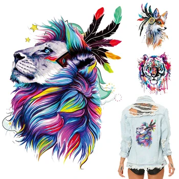 Красочная нашивка с теплопередачей серии Animal, Кошка, бабочка, железные накладки для одежды, термонаклейка в стиле панк для одежды, сделай сам