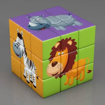 Креативные Волшебные кубики третьего порядка для детского сада, головоломка, Динозавр, животное, Фруктовый автомобиль, Интеллектуальная игрушка, Волшебные кубики в подарок