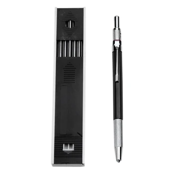 Механический грифель 2,0 мм, карандаш для чернового рисования, плотницких работ, художественных эскизов с 12 сменными штучками -черный