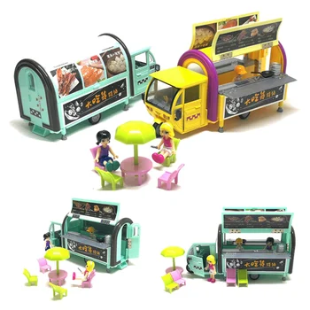 Многодверный трехколесный передвижной автомобиль для барбекю и закусок из сплава с высоким разрешением 1:20, Игровая сцена, детский грузовик, Металлические игрушки