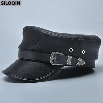 Модная женская шляпа SILOQIN, осенние кожаные шляпы в стиле милитари, модное украшение, плоская кепка, повседневные шляпы для вечеринок, зимняя шапка Snapback