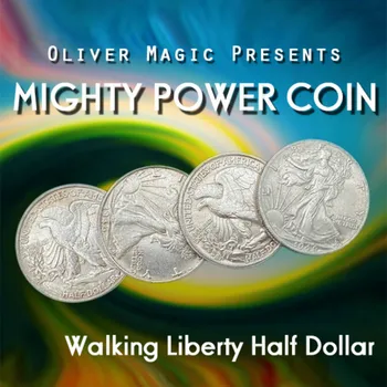Монета Могучей Силы (Walking Liberty Half Dollar) от Оливера Magic Trick Satge Крупным планом Magia Fun Coin Penetration Иллюзионный Трюк
