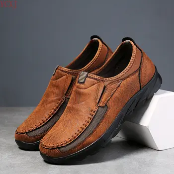 Мужская обувь большого размера 46, модная дышащая мужская деловая обувь, тонкие туфли, повседневная кожаная обувь для мужчин, дизайнерские лоферы для мужчин
