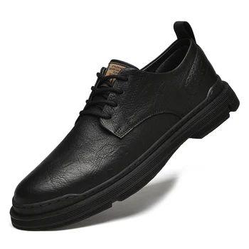 Мужская обувь; Повседневная Обувь-Оксфорд; Мужские Кожаные Мокасины; Уличная Обувь; Модная Мужская Обувь В Британском Стиле; Универсальная Офисная Обувь