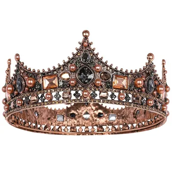 Мужские королевские короны - винтажный горный хрусталь в стиле барокко, мужская полная корона для театрального выпускного вечера.