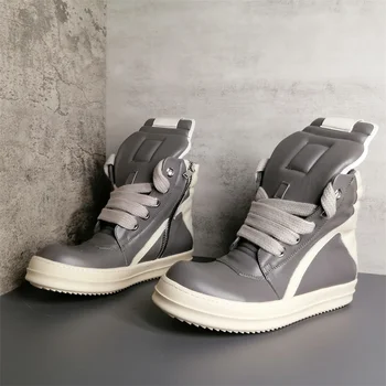 Мужские Массивные Кружевные ботинки Серого цвета Botines Shoes Outdoor Combat Botas Zapatos De Hombre P25D50