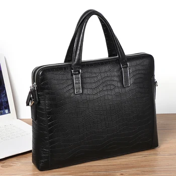 Мужской деловой портфель, сумка для ноутбука из натуральной кожи, двухслойная мужская сумка, дорожная сумка, повседневная сумка через плечо