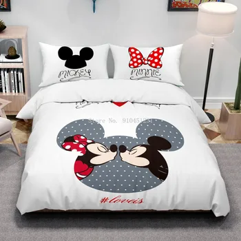 Набор пододеяльников для пуховых одеял Disney с Микки и Минни Маус, постельное белье, наволочки Twin Full Queen King для детей, подарки для пары для девочек и мальчиков, декор для комнаты, подарки