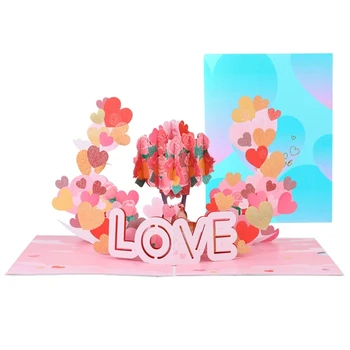 Набор поздравительных открыток с романтическим 3D сердцем и деревом Аксессуары для открыток с рукописным текстом для новогодних подарков детям