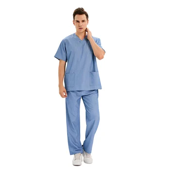 Новейшая униформа медсестер 2023 года для мужчин, костюм из эластичного спандекса для клиник, Женские скрабы, Больничная одежда, Дышащая ткань, косметическая одежда