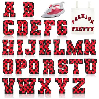 Новые красные нашивки с алфавитом, Гладящие буквы, Университетская нашивка A-Z, вышитые пришивные нашивки для нашивки одежды