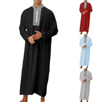 Новый Ближневосточный Джубба Тобе для Мужчин Традиционная Мусульманская Одежда с Карманом Мужские Саудовские Арабские Кафтаны Кафтан Халат Арабский Мужской