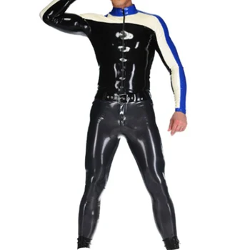 Новый латексный Камеди из 100% резины, униформа, топ, брюки, сексуальный гоночный костюм, черный, темно-синий, косплей, индивидуальный размер S-XXL