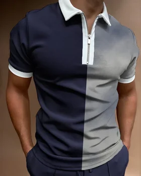 Новый летний бренд, Высококачественные мужские дизайнерские рубашки поло в полоску на молнии с коротким рукавом, повседневные топы, Модная мужская одежда