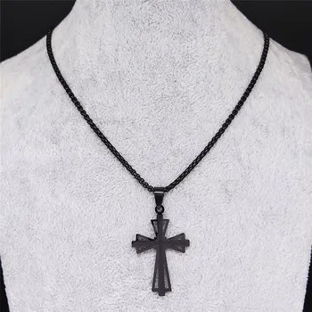 Ожерелье с цепочкой из нержавеющей стали с крестом Женское ожерелье черного цвета Ювелирные изделия cadenas de acero inoxidab N1165S06