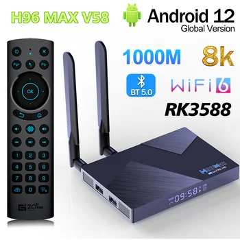 Оригинальный Wifi6 H96 MAX V58 TV Box Android 12 RK3588 4G 8G RAM 32G 64G ROM BT5.0 2,4G 5G Wifi HDR 8K Медиаплеер Телеприставка