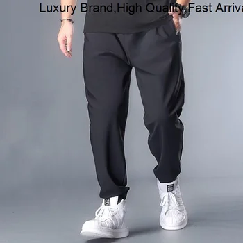 Повседневные спортивные штаны размера Оверсайз 8XL, Мешковатая одежда, спортивные джоггеры для бега трусцой, Быстросохнущие Черные брюки, мужские брюки