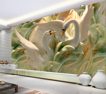 Пользовательские Обои 3d Новый Китайский Рельефный Лебедь Фрески Гостиная Спальня Фон Декоративная Роспись обои домашний декор