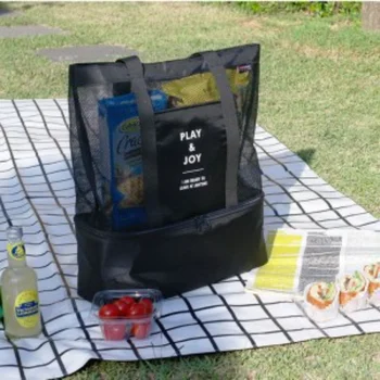 Портативная изолированная сумка на одно плечо, двухслойный пакет со льдом для пикника, мужская и женская спортивная сетка, Органайзер для хранения на открытом воздухе