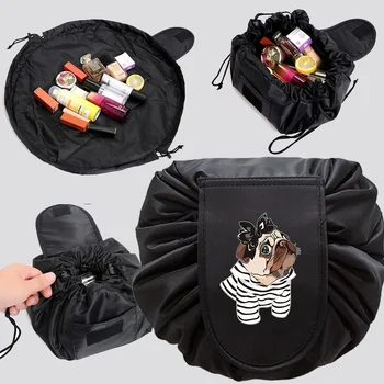Портативные женские сумки для макияжа на шнурке, дорожная косметичка, Органайзер для туалетных принадлежностей, водонепроницаемая косметичка для мытья ванной комнаты с рисунком собаки