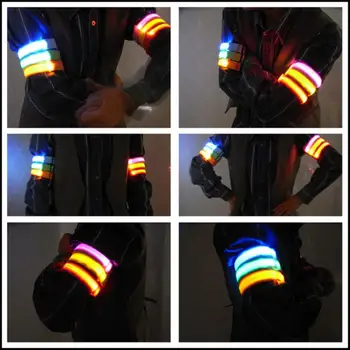 Прочная мигающая светодиодная защитная спортивная одежда ночной светоотражающий ремень Нарукавная повязка для езды на велосипеде Спортивные аксессуары светоотражающие