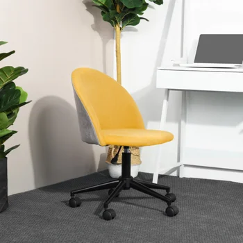 Рабочее кресло для домашнего офиса - желтое с желтой обивкой [на складе в США]