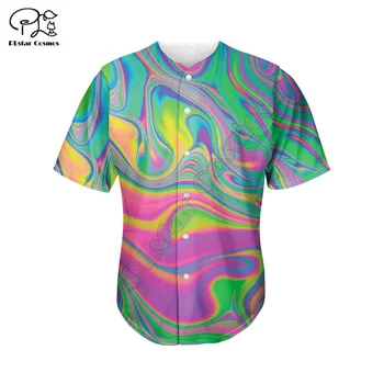 Радужные психоделические бейсбольные трикотажные рубашки с 3D принтом, бейсбольные трикотажные рубашки в стиле хип-хоп
