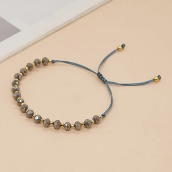 Регулируемый браслет с веревочной цепочкой, Модный дизайн ювелирных изделий для женщин и девочек, Браслеты дружбы из нерегулярных кристаллов и бисера