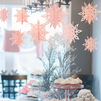 Рождественское украшение 6шт, 6 цветов, большие картонные объемные снежинки, украшения для Рождественской вечеринки, украшения для вечеринки