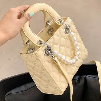 Роскошная брендовая сумка-тоут 2021, модная новинка, высококачественная Женская дизайнерская сумка из лакированной кожи, наплечная сумка-мессенджер с жемчужной цепочкой на ремне