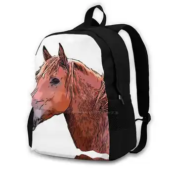 Рюкзаки с наклейками в виде лошади для мужчин, женщин, подростков, сумок для девочек, Коричневая лошадь, сельская местность Аргентины, животные на шесте, Счастливая собака