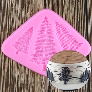 Силиконовая форма в форме Рождественской елки с 3 отверстиями для украшения торта, инструменты для помадки и печенья, 3D силиконовая форма для конфет Gumpaste