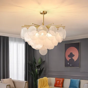 Скандинавская светодиодная люстра с бриллиантовыми стеклами, роскошные подвесные светильники из матового стекла для гостиной, спальни, подвесного светильника