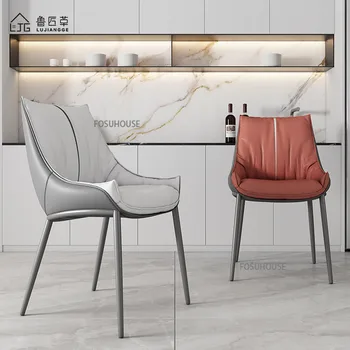 Скандинавские дизайнерские обеденные стулья для кухонной мебели, обеденный стул из микрофибры, легкий Роскошный бытовой стул для гостиной