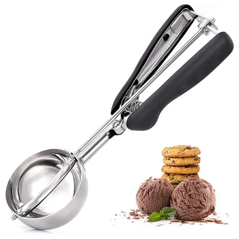 Совок для печенья из нержавеющей стали, совок для мороженого с противоскользящей резиновой ручкой, совок для теста для печенья, Ложка для мороженого, кухонные принадлежности