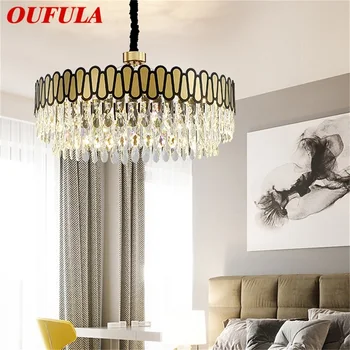 Современная светодиодная люстра OUFULA, Хрустальные роскошные светильники, Креативные декоративные элементы для гостиной, столовой, виллы, дуплекса