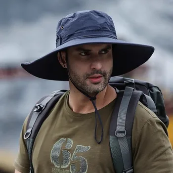 Солнцезащитные шляпы с завязками Двойного назначения, Летние Солнцезащитные кепки с широкими полями, мужские кепки с козырьком, Водонепроницаемые альпинистские шляпы для рыбалки и путешествий