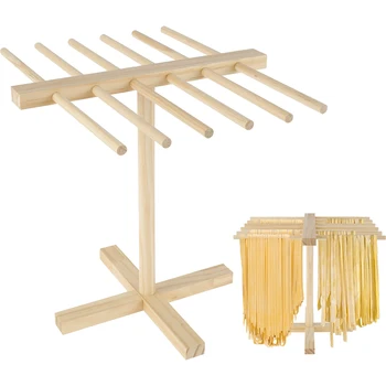 Съемная сушилка для макарон, Деревянная сушилка для спагетти с 12 подвесными стержнями, домашняя вешалка для свежей лапши, удобное хранение и