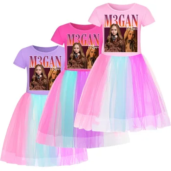 Танцевальное платье M3GAN, детские летние платья, повседневная одежда для маленьких девочек, платье принцессы с коротким рукавом для маленьких девочек для свадебной вечеринки