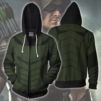 Толстовки Green Arrow Legion Толстовки пальто Костюм Arrow Одежда Толстовки на молнии с 3D принтом