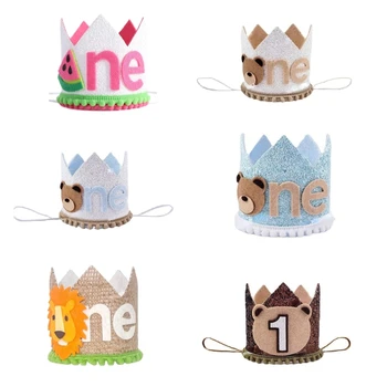 Фетровая шляпа с короной на первый день рождения для маленьких девочек и мальчиков, украшение для детского дня рождения