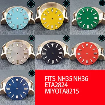 Циферблат часов диаметром 31 мм Сине-зеленый светящийся циферблат для часового механизма NH35/NH36 ETA2824 M8215 Аксессуары