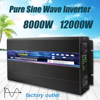 Чистый Синусоидальный Инвертор Постоянного Тока 12V 24V 220V 4000W 5000W 8000W 10000W Инверторный Преобразователь Напряжения 12-220 Power Автомобильный Солнечный Инвертор LCD